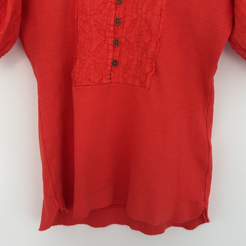 Pilcro Red Puff Short Sleeve Blouse - Size XS - Picture 5 of 7